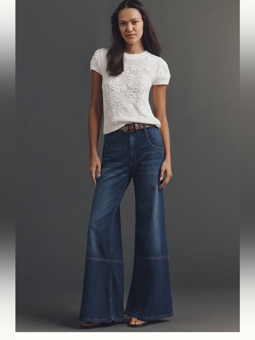 Pilcro Anthropologie Wide-Leg High-Rise Dark Blue Jeans Size 28 Fall Fashion - Picture 1 of 14